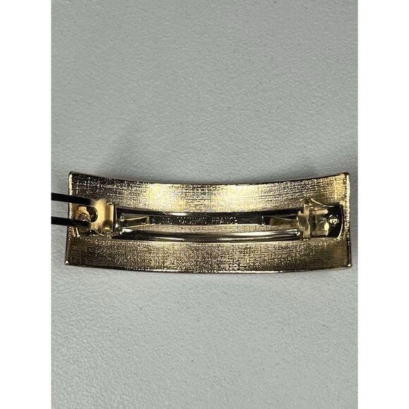 Large French Barrette Orange Enamel Gold Tone Hair Clip Chunky 80s Retro France - Picture 5 of 8